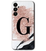 Galaxy A05s Kılıf HD Desen Baskılı Kılıf - Pembe Mermer Desenli G Harfi