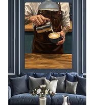 Kahve Yapımı Barista Sanat Dekoratif Kanvas - Mdf Ahşap Tablo