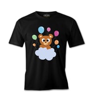 Baby Birthday Bear with Balloons Siyah Erkek Tshirt
