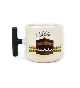 Kabe Baskılı Siyah Kulplu T Kupa