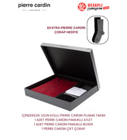 Pierre Cardin Premium Erkek Pamuklu Uzun Kollu Pijama Takım ve Atlet Boxer Çorap Damat Çeyiz Set Takım (Bordo)