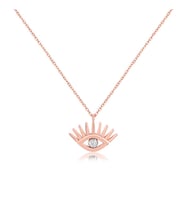 EMILIANO JEWELLERY Zirkon Taşlı Göz Figürlü Rose Altın Kaplama Gümüş Kolye