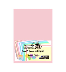 Pembe Renkli A-4 Fotokopi Kağıdı 25 li 1 Paket Artlantis Fotokopi Renkli A4 Kağıdı