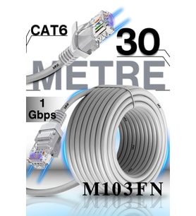 MN6 M103FN 30 Metre Internet Kablosu/UTP-CAT6/Gigabit/Destekli/ethernet Kablosu 30 Metre/iç Mekan Uyumlu (Şeffaf)