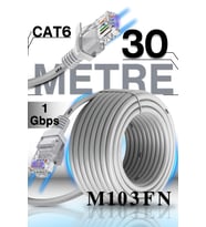MN6 M103FN 30 Metre Internet Kablosu/UTP-CAT6/Gigabit/Destekli/ethernet Kablosu 30 Metre/iç Mekan Uyumlu (Şeffaf)