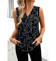 Kadın Askılı V Yakalı Süprem Bluz (Desenli)
