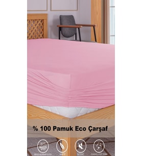 Penye Lastikli Çarşaf, 160×200 Çift Kişilik %100 Pamuk Örme Kumaş, 145 gr/m² (Pembe)