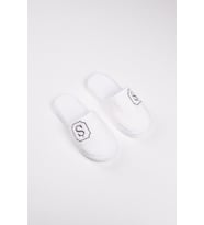 Ş Harf Nakışlı Banyo Ve Ev Havlu Terliği – %100 Pamuk Kaymaz Kalın Taban Beyaz-39-42