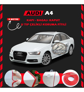 Audi A4 Oto Araç Kapı Koruma Fitili 5metre Parlak Kırmızı Renk