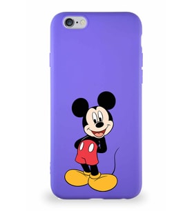 Apple iPhone 6S Soft Premier Kapak Mickey Mouse-B Tasarımlı Silikon Kılıf - Mor (Şeffaf)