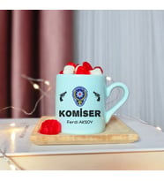 Komiser Tasarımlı Kişiye Özel Yeşil Türk Kahvesi Fincanı