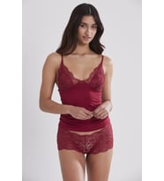 Kadın Dantelli Penye Atlet Külot / Kaşkorse Set - 332 Bordo