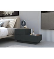 Kayra KMD002 LED Işıklı Komodin – 2 Çekmeceli Modern Tasarım (Antrasit)
