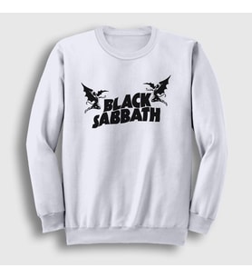 Presmono Unisex Beyaz Logo Black Sabbath Sweatshirt 17774tt (Beyaz)