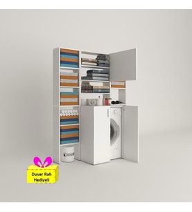 Kenzlife çamaşır makinesi dolabı kasparovmaksduble byz kurutma dolabı + tekli duvar rafı hediyeli (Karışık)