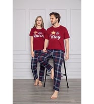 PIJAMONI Erkek Kısa Kollu Uzun Paçalı Eşli Pijama Takımı