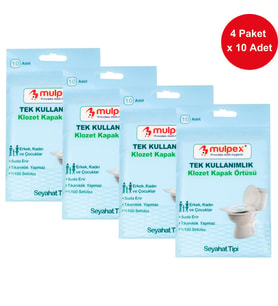 Mulpex Tek Kullanımlık Suda Çözünür Klozet Kapak Örtüsü - 4 x 10 lu Paket
