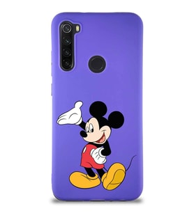 Xiaomi Redmi Note 8 Soft Premier Kapak Mickey Mouse-C Tasarımlı Silikon Kılıf - Mor (Şeffaf)