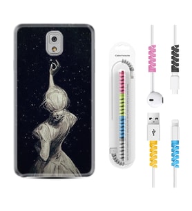 Samsung Note 3 4 5 8 9 20 Ultra 10 Lite Kılıf Kablo Koruma Spiral Silikon Star Woman 1332