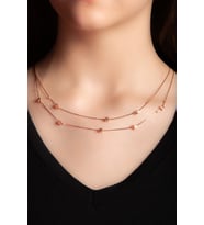 İTALYAN ZİNCİRLİ   GÜMÜŞ KÜPLÜ  ALTIN KAPLAMALI İKİLİ KADIN GÜMÜŞ KOLYE 925 AYAR (Rose)