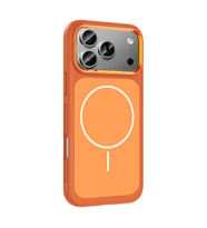 iPhone 17 Pro Max Kılıf M-Safe Şarj Özellikli Metal Kamera Çerçeveli Sanremo Silikon Kılıf (Turuncu)