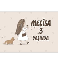 Kahve İçen Kız Kedi Temalı Doğum Günü Afişi 35X50 cm