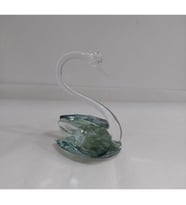 Küçük Yeşil Kuğu Kristal Cam El Yapımı 8x9cm Tekli Biblo