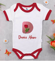 BK Kids Kişiye Özel Harfli Kırmızı Bebek Body Zıbın-8