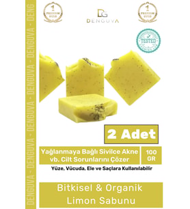 %100 Doğal Güzel Kokulu El Yüz Saç Vücut Cilt Orijinal Limon Sabunu - 2 Adet