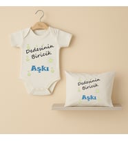 Pia Baby B29 %100 Pamuk Dedesinin Biricik Aşkı Yazılı Tasarlanabilir Bebek Body Ve Yastık Kılıfı (Ekru)
