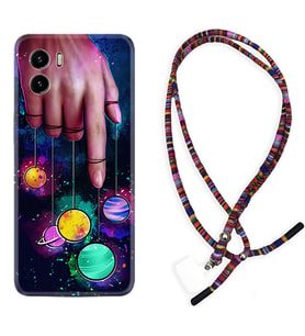 Vivo Y15S Y32 Y33S Y51 Y53S Kılıf Boyun Asklı Rasta Silikon Finger planet 1740