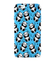 Apple iPhone 6s Plus Uyumlu Lansman Kılıf Panda Tasarımlı İçi Kadife Kapak-Mavi (Şeffaf)