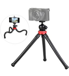 ayex MT-10 Esnek Mini Tripod  Küresel Kafa & Telefon Tutucu, Kamera ve Akıllı Telefon Uyumlu (Siyah)