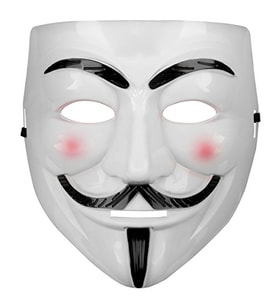 Beyaz Pembe Yanaklı V For Vendetta Maskesi