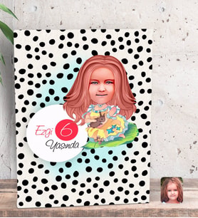 BK Gift Kişiye Özel Kız Çocuk Yaş Karikatürlü Dekoratif Mini Kanvas Tablo 15x20cm-12