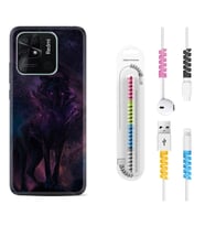 Xiaomi Poco X3 Pro M4 Pro X4 Pro C40 10C Kılıf Kablo Koruma Spiral Silikon Black Purple Wolf 1791