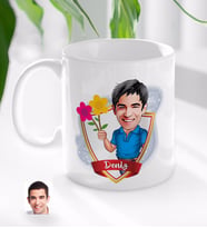 BK Gift Kişiye Özel İsimli Erkek Karikatürlü Beyaz Kupa Bardak-1