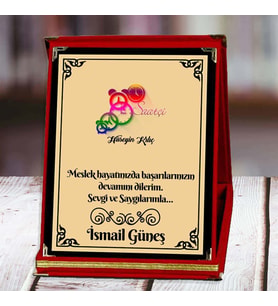 Saatçi Baskılı Plaket (1. Tasarım)  Kişiye Özel (Kırmızı)