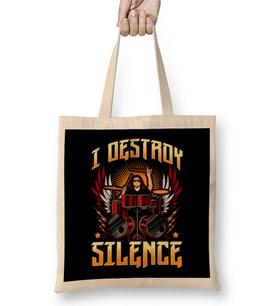 Funny I Destroy Silence Drummer Awesome Drumming Bez Çanta Uzun Saplı
