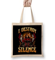 Funny I Destroy Silence Drummer Awesome Drumming Bez Çanta Uzun Saplı