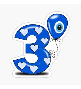 3 Yaş Nazar Sticker Yapıştırması Etiket 20 cm