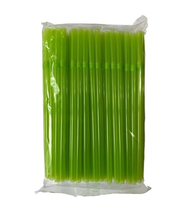 Omeyva Körüklü Yeşil Kalın Buzlu Soğuk İçecek Pipet - 22 Cm. - 8 mm. -100 Adetlik Paket