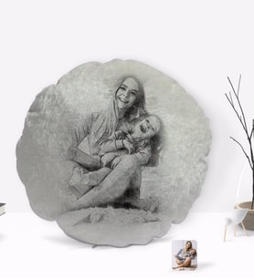 BK Gift Kişiye Özel Karakalem Tasarımlı Yuvarlak Dekoratif Kırlent Yastık-1