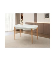 Ortadan Açılır Ahşap Yemek Masası Gizli Kaşıklık Bölmeli 80cm x 140cm BEYAZ