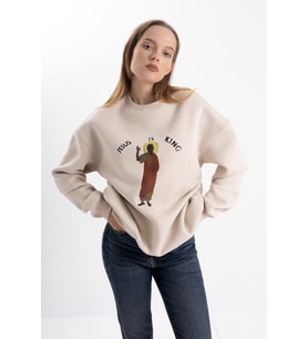 Unisex Jesus is King Baskı Sweatshirt