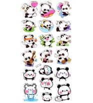 Sticker Kabartmalı Stiker Çıkartma Etiket (XHC166)-18x9 cm- Sevimli Emoji Panda