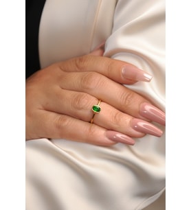 Kadir Jewellery 22 Ayar Altın Kaplama Zirkon Taşlı Kadın Minimal Yüzük