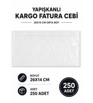 26x14 Cm Orta Boy Yapışkanlı Kargo Fatura Cebi 250 Adet