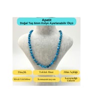 SERTİFİKALI Apatit  Doğal Taş 6mm Makrome Kolye 45cm- 55cm Ayarlanabilir Ölçü