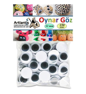 Oynar Göz Siyah 12 mm 150 li 1 Paket Oynayan Göz 12mm Hobi Tasarım Anasınıfı Kreş Etkinlik Elişi 